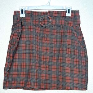 Pink Plaid Mini Skirt